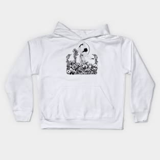 Iluustartion woman and the moon Kids Hoodie